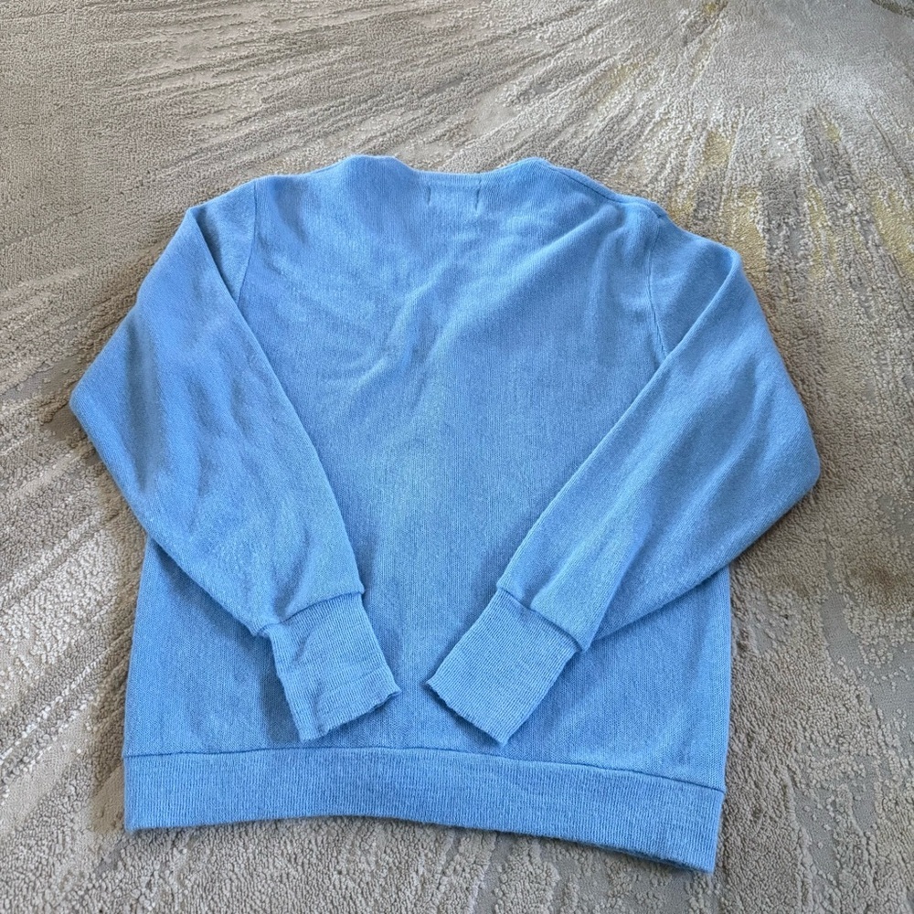 Vintage Cardigan sweater Steeplechase Blue button front horse embroidery XL - Picture 8 of 8